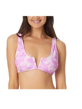 California Waves Juniors V-Wire Tie-Dye Bikini Swim Top Pink ( L )